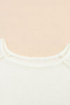 White Long Sleeve Cutout Shoulder Relaxed Sweater-Tops-MomFashion