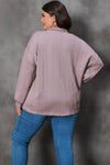 Plus Size Textured Knit Zip Neck Pullover-Plus Size-MomFashion