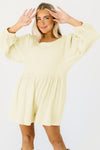 Apricot Solid Color High Waist Long Sleeve Romper-Bottoms-MomFashion