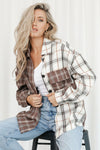 Brown Mixed Plaid Soft Oversized Shirt-Tops-MomFashion