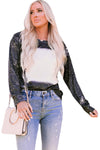 Black Retro Bleached Leopard Spot Pullover-Tops-MomFashion