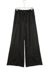 Gray Mineral Washed Drawstring Retro Wide Leg Pants-Bottoms-MomFashion