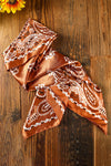 Gold Flame Vintage Fashion Satin Paisley Flower Prints Square Scarf-Accessories-MomFashion