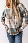 Green Color Block Ribbed Long Sleeve Top with Pocket-Tops-MomFashion