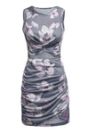 Floral Print Hollow Out Wrap Tie Mini Dress-Dresses-MomFashion