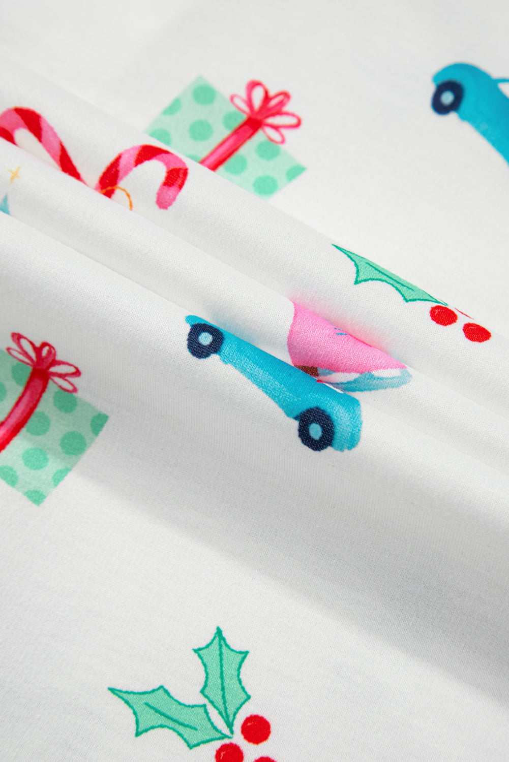 White Christmas Print Lapel Shirt and Pants Sleepwear-Loungewear & Sleepwear/Sleepwear-MomFashion