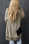 Apricot Plaid Knitted Long Open Front Cardigan-Tops-MomFashion