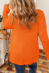 Carrot Hollow-out Crochet V Neck Sweater-Tops-MomFashion