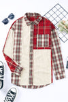 Plaid Corduroy Patchwork Shacket-Outerwear-MomFashion