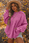 Rose Exposed Seam Twist Open Back Oversized Sweatshirt-Tops-MomFashion