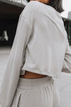 Light Grey Solid Criss Cross Crop Top and Pants Active Set-Activewear-MomFashion