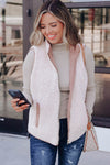 Pink Fleece Lined Quilted Vest Coats-Outerwear-MomFashion