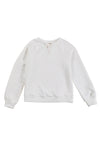 White Split Neck Quilted Long Sleeve Top-Tops-MomFashion