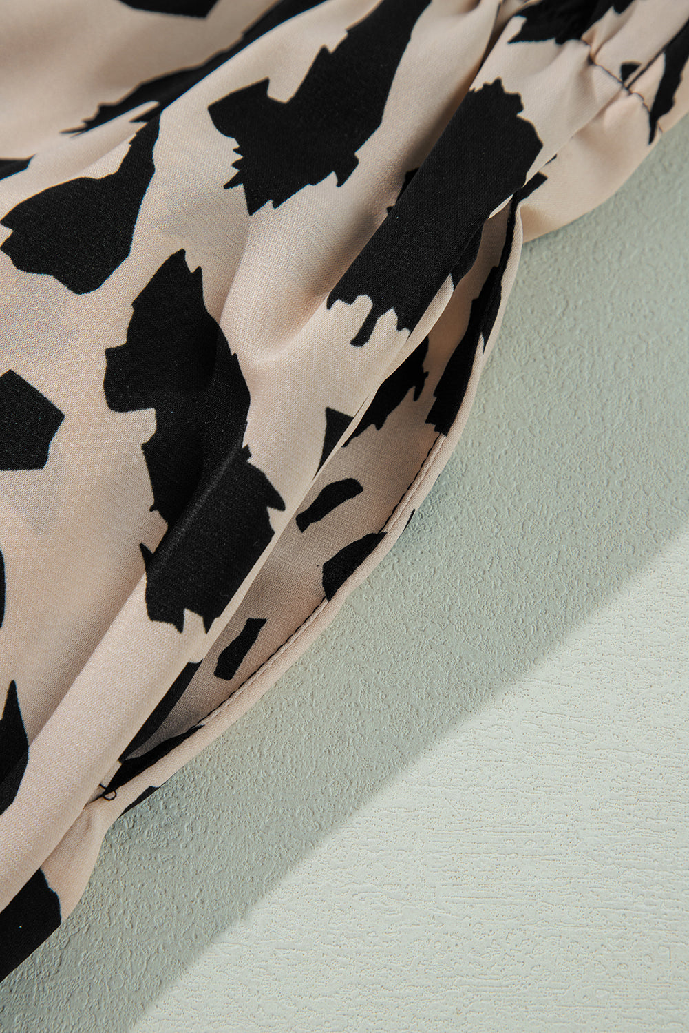 Khaki Cheetah Contrast Trim Loose Fit Two Piece Sleepwear-Loungewear & Sleepwear/Sleepwear-MomFashion