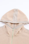 Khaki Thermal Waffle Knit Full Zipper Hooded Jacket-Outerwear-MomFashion