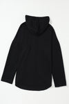 Black Button Up Contrast Knitted Sleeves Hooded Jacket-Outerwear-MomFashion