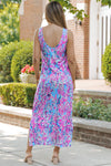 Purple Abstract Floral Print Sleeveless Maxi Dress-Dresses-MomFashion