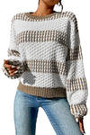 Multicolour Vertical Stripes Two Tones Drop Shoulder Sweater-Tops-MomFashion