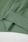 Green Fleece Two-piece Cropped Pullover and Shorts Set-Loungewear-MomFashion