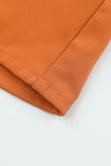 Orange Long Bubble Sleeve Mock Neck Chiffon Blouse-Tops-MomFashion