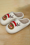 White Christmas Deer Home Indoor Plush Slippers-Shoes & Bags-MomFashion