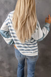 Stripe Drop Shoulder Striped Pullover Sweatshirt-Tops-MomFashion