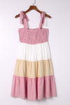 Multicolor Smocked Color Block Sleeveless Mini Dress-Dresses-MomFashion