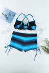 Blue Black Ombre Shading Push Up Bikini and Boardshort-Swimwear-MomFashion