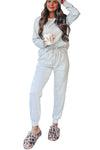 Gray Long Sleeve Pullover and Jogger Pants Lounge Set-Loungewear-MomFashion