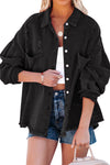 Black Distressed Fringe Trim Denim Jacket-Outerwear-MomFashion