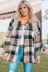 Plaid Print Buttoned Shirt Jacket-Outerwear-MomFashion