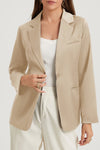 Apricot Pocketed Single Button Lapel Neck Blazer-Outerwear-MomFashion