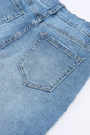 Sky Blue High Waist Buttoned Distressed Flared Jeans-Bottoms-MomFashion