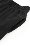 Black Textured High Waist Ruffled Bell Bottom Pants-Bottoms-MomFashion