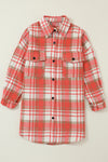 Plaid Flap Pocket Long Sleeve Shacket-Outerwear-MomFashion