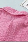 Pink Mineral Wash Crinkle Textured Chest Pockets Shirt-Tops-MomFashion