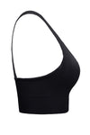 Black Ribbed Hollow-out Racerback Yoga Camisole-Activewear-MomFashion