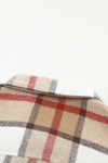 Khaki Plaid Print Buttoned Shirt Coat with Pocket-Outerwear-MomFashion