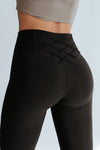 Black Criss Cross Tummy Control High Waist Leggings-Bottoms-MomFashion