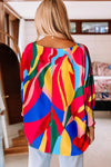 Multicolor Abstract Print Smocked Puff Sleeve Blouse-Tops-MomFashion