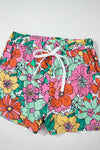 Multicolor Flower Print Pullover and Drawstring Shorts Lounge Set-Loungewear-MomFashion