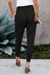 Black Pocketed Casual Joggers-Bottoms-MomFashion