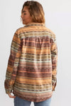 Brown Western Print Fleece Shacket-Outerwear-MomFashion