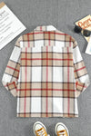 Khaki Plaid Print Buttoned Shirt Coat with Pocket-Outerwear-MomFashion