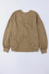 Khaki Exposed Seam Twist Open Back Oversized Sweatshirt-Tops-MomFashion