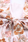 White Floral Print Bow Knot Backless Square Neck Mini Dress-Dresses-MomFashion