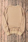 Khaki Drop Shoulder Ribbed Trim Oversized Sweatshirt-Tops-MomFashion