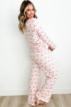 Pink Santa Claus Striped Print Loose Fit Two Piece Lounge Set-Loungewear & Sleepwear/Loungewear-MomFashion