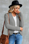 Gray Popcorn Knit Open Front Cardigan-Tops-MomFashion