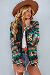 Black Western Colorblock Snap Buttoned Sherpa Jacket-Outerwear-MomFashion